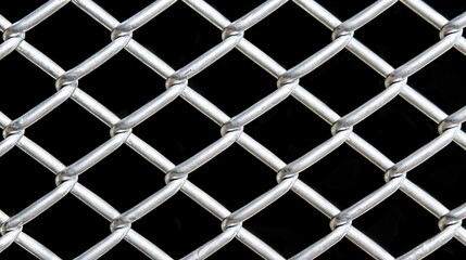 Silver Wire Mesh Fence Pattern on Black Background for Design Use