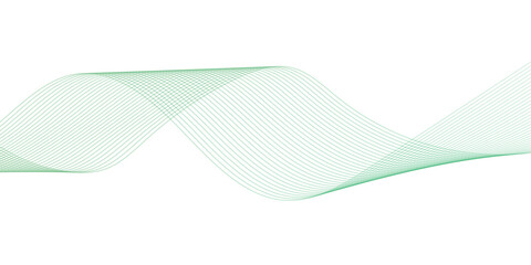 abstract vector green colored wave melody lines on white background. Vector illustration.