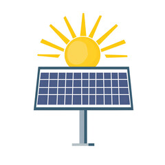 Solar energy concept with sun and panel icon for renewable power projects