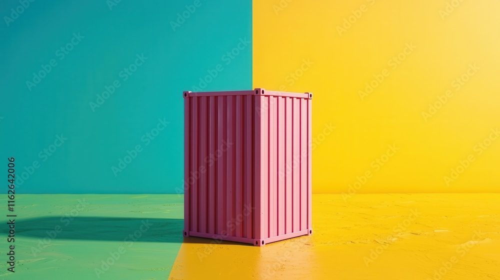 Poster colorful container displayed on a brightly colored background