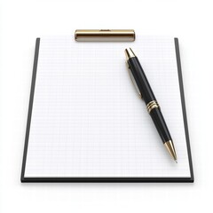 Naklejka premium Elegant Clipboard and Pen on White Background for Professional Use and Planning