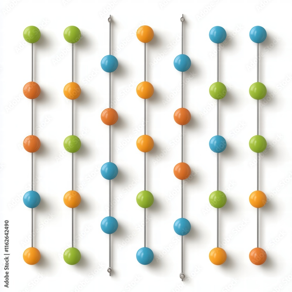 Poster colorful beads on string in a vertical pattern decorative background design