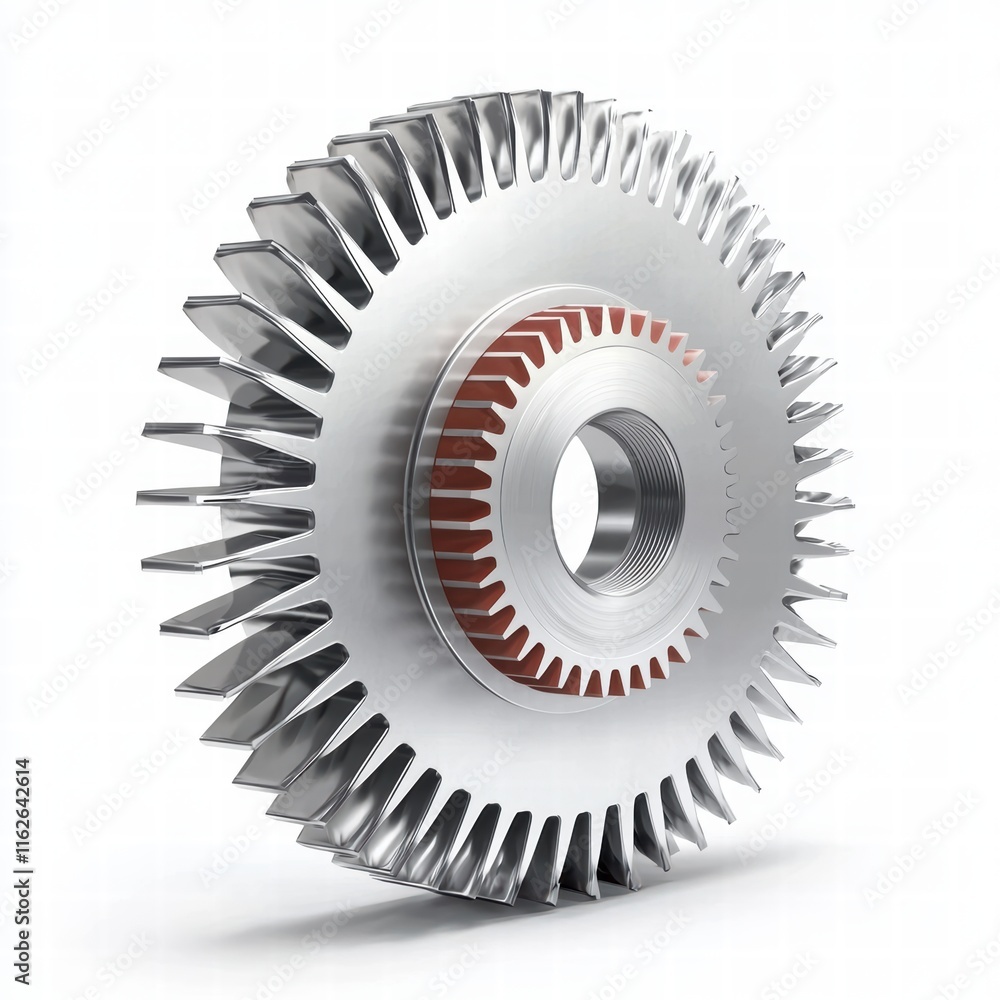 Aufkleber metallic gear with sharp teeth and central hole for various engineering applications
