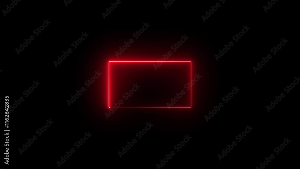 Poster animated borders frame glowing neon lights loop animation on black screen rectangle, screen, seamles
