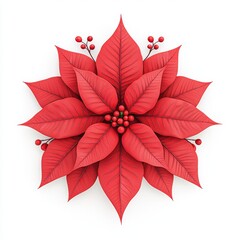 A stunning red poinsettia flower illustration, capturing the essence of holiday cheer and vibrant natural beauty.
