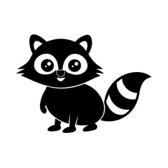 Raccoon cartoon vector silhouette