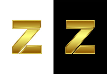 Initial alphabet Z in gold color. Graphic alphabet symbol for corporate business identity