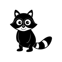 Raccoon cartoon vector silhouette