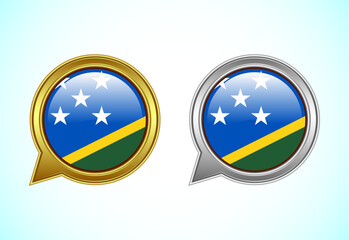Solomon Island flag speech bubble. Speaking flag icon in gold and silver color