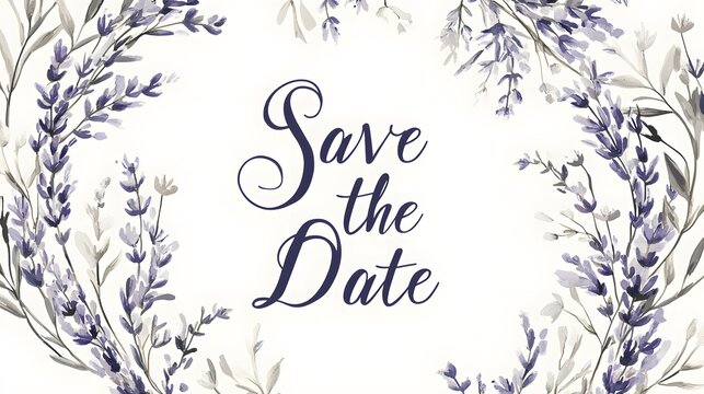 Watercolor Lavender Save The Date Floral Design - Powered by Adobe