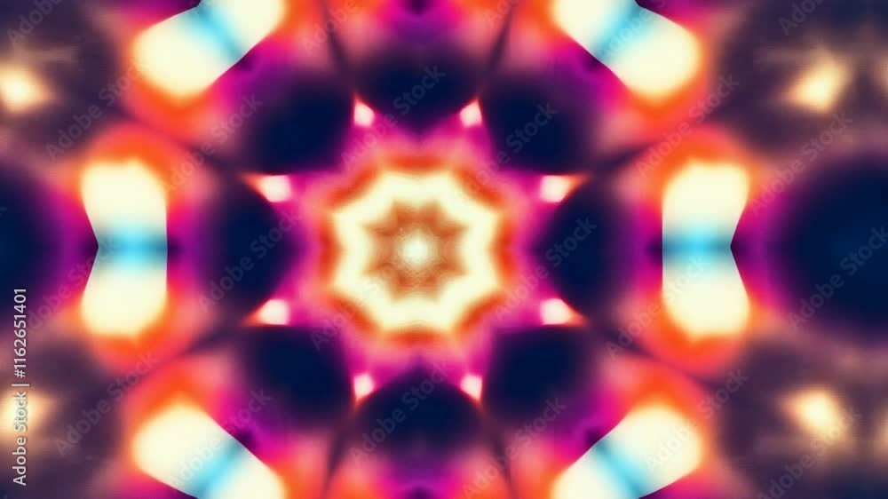 Poster kaleidoscopic pattern with vibrant colors forming