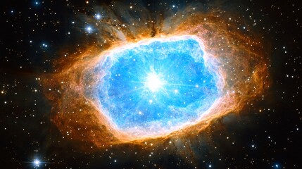 Obraz premium Stunning Blue and Orange Nebula Cosmic Explosion in Space