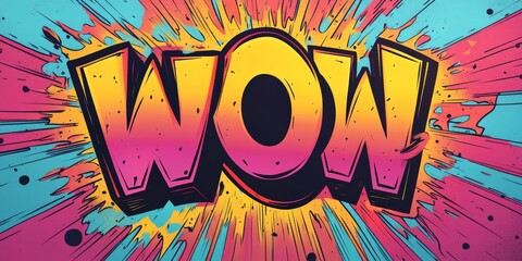 Fototapeta premium Bright and bold comic-style WOW lettering explosion