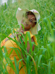 little girl in the garden