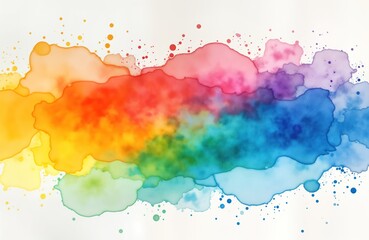 Obraz premium Colorful vibrant rainbow watercolor texture background. Abstract design with wet paint effects. Rainbow colors blend smoothly. Watercolor painting style. Line, shape art. Creative colorful