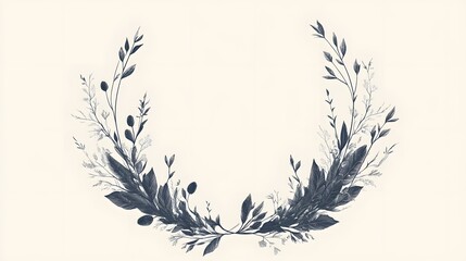 Elegant Floral Wreath Botanical Design Illustration
