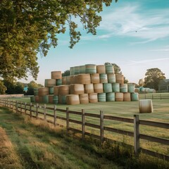 hay bales in the field