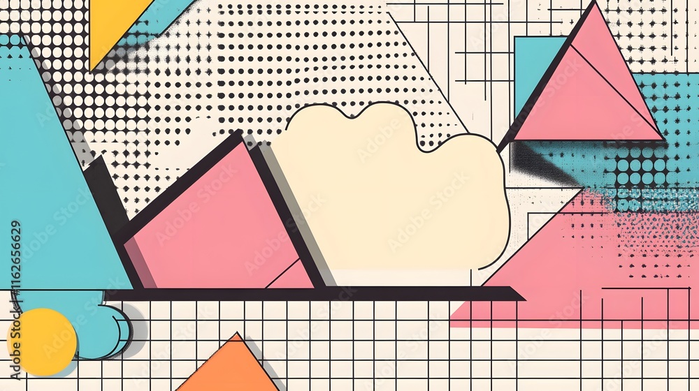Poster abstract geometric design featuring triangles and dots