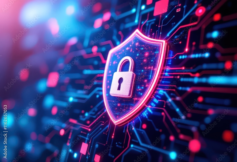 Aufkleber digital shield icon on futuristic tech background. cybersecurity, data protection concept for techno