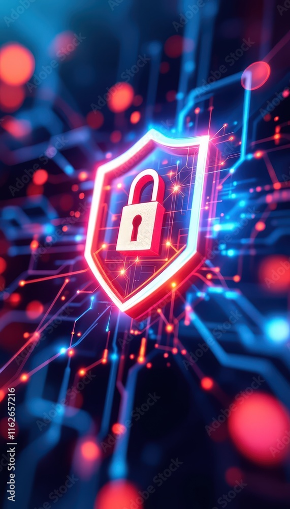 Aufkleber digital shield icon on futuristic tech background. cybersecurity, data protection concept for techno