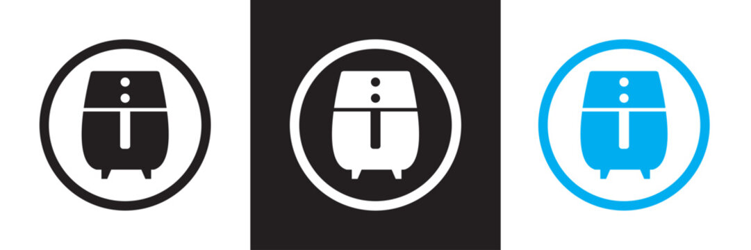Air fryer icon. cooking fry appliance icon simple . Cooking air fryer appliance icon for logo, website, social media, mobile app etc Vector illustration. isolated on white and black background. EPS 10