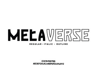 Futuristic techno scifi font style, abstract modern clean geometric metaverse typeface
