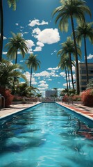 Fototapeta premium pool in tropical resort HD 8k wallpaper stoke photographic image