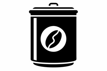 Fresh Coffee Can Icon - Black Silhouette Vector Design ,Can food vector icon.