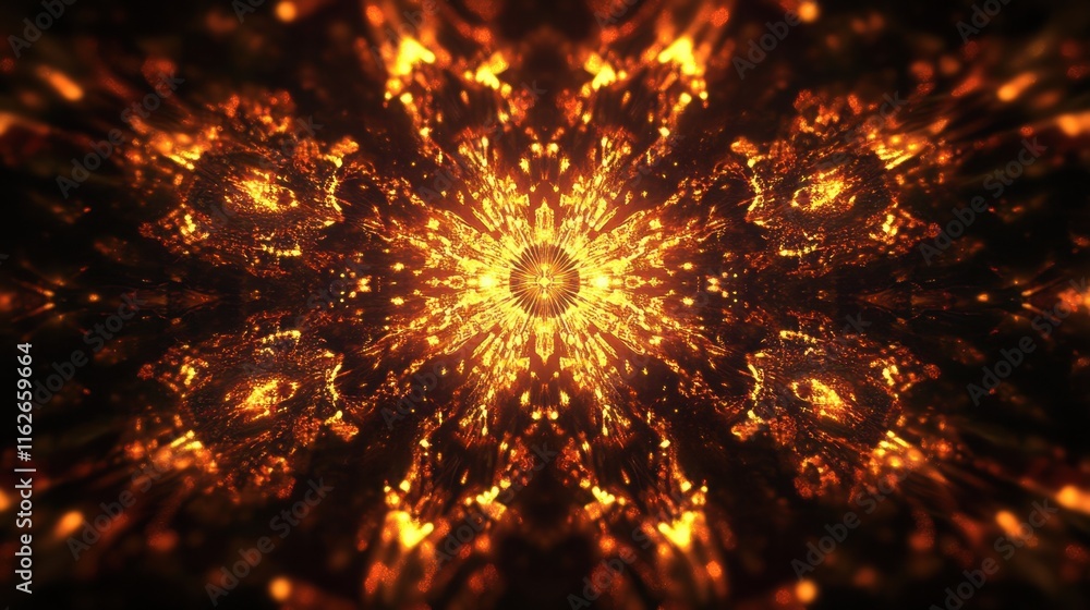 Poster radiant abstract pattern with golden glow and dynamic movement effects