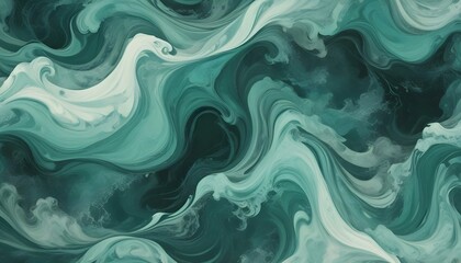 Fototapeta premium Resumen de ondas verdes y verde azulado o patrón de mármol