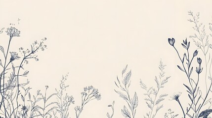 Elegant Floral Botanical Line Art Design Background