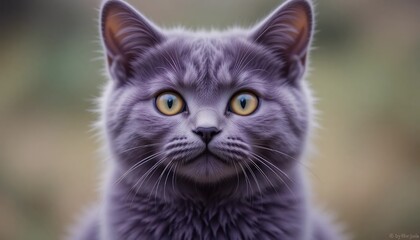 Obraz premium Close-up of a captivating gray cat's face.