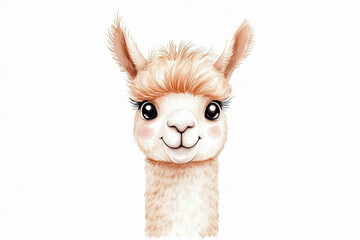 Adorable waterolor alpaca illustration perfect for nursery decor and children's art