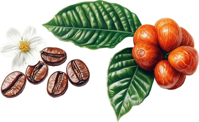 coffee beans and leaves