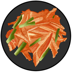 Clipart Cabbage kimchi koreaan is placed in a ceramic bowl.