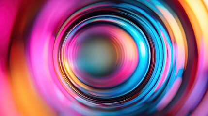 Fototapeta premium Closeup of a microscope lens reflecting colorful light patterns in a scientific laboratory environment