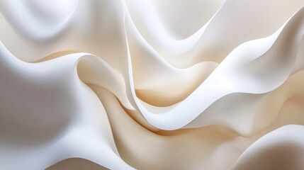Obraz premium A close-up of flowing, silky fabric in soft cream and white hues.