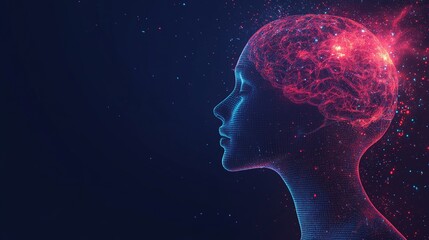 Obraz premium Glowing futuristic brain concept in vibrant neon colors