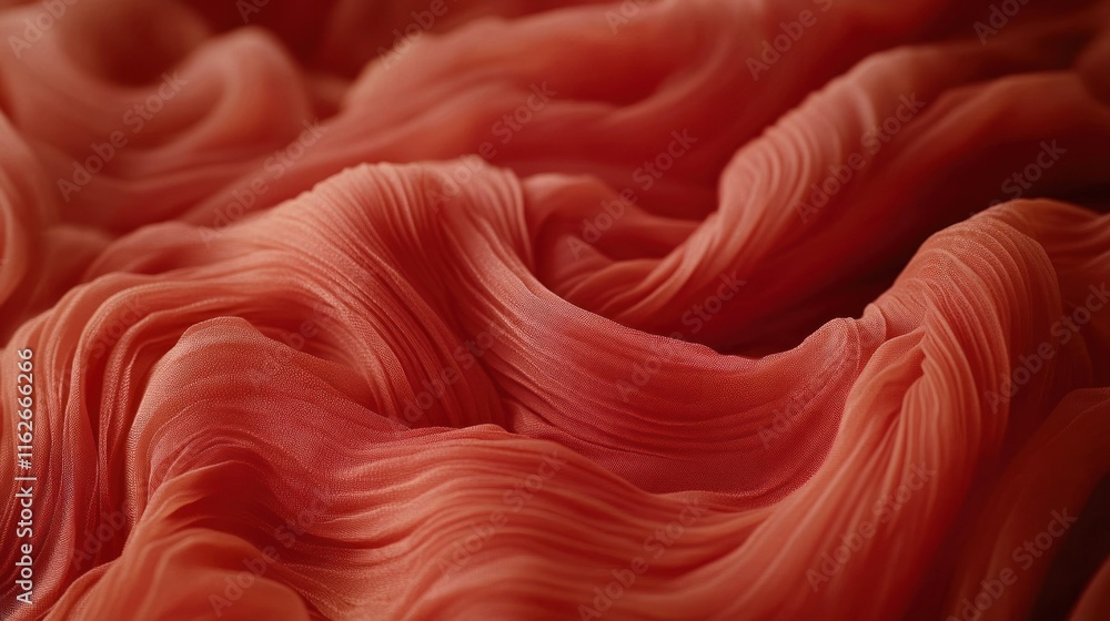Poster A close-up of flowing, textured fabric in soft coral tones.