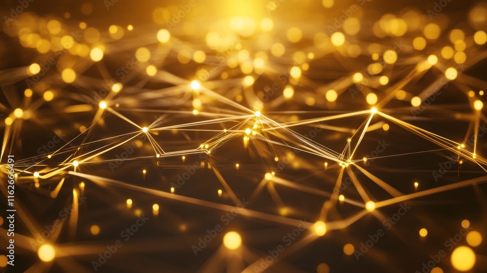 Aufkleber a close-up of glowing golden lines and dots, resembling a network or digital connections.