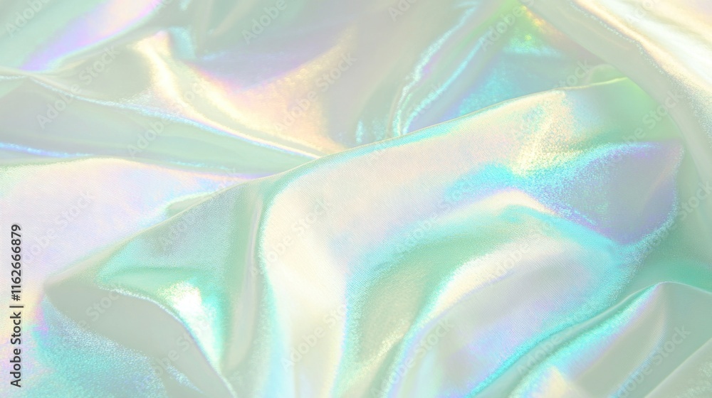 Aufkleber a close-up of iridescent fabric showcasing soft waves and shimmering colors.