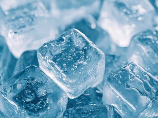 Obraz premium Ice cubes chaos in a glass of soda refreshing drink closeup photography vibrant environment beverage concept