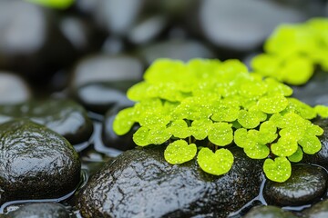 Closeup of vibrant moss on river rock nature photography tranquil environment artistic viewpoint