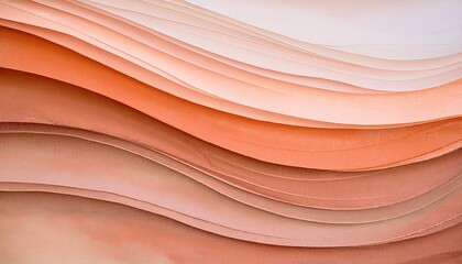 Abstract art of layered, wavy paper in peachy hues.