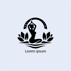 Design a minimalist logo featuring a serene figure in a meditative pose, seated on a stylized lotus flower
