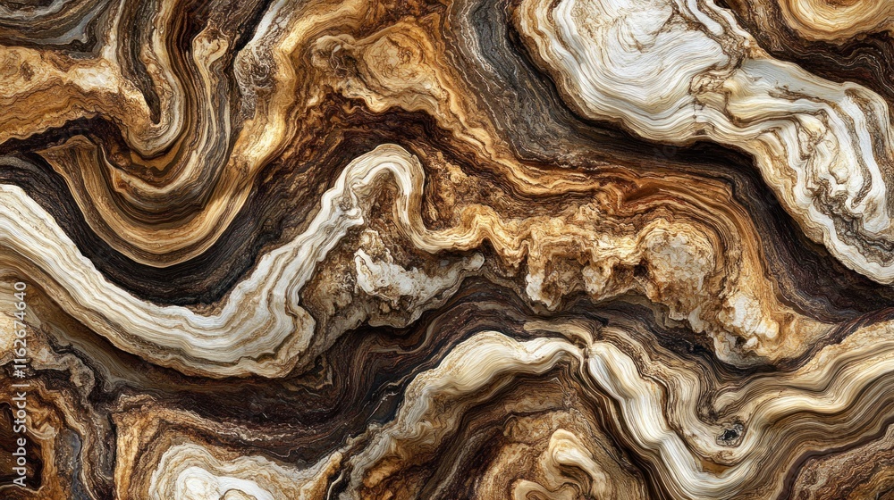 Poster A close-up view of a textured stone surface with swirling patterns in earthy tones.