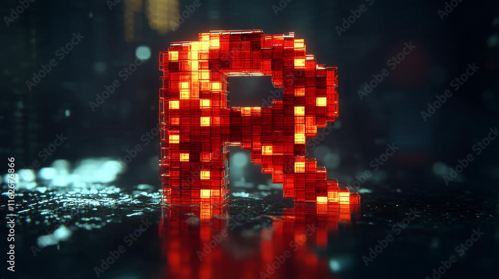 Fototapete set of alphabet symbols and elements of letter r, such a logo. rasterized version also available in 