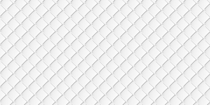 Grid of small white bend squares or planes geometry background wallpaper banner diagonally arranged, flat lay