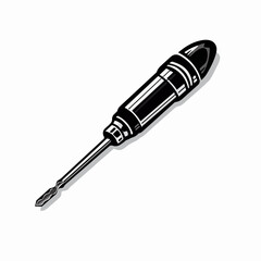 Fototapeta premium Professional screwdriver tool equipment in black and white vector illustration