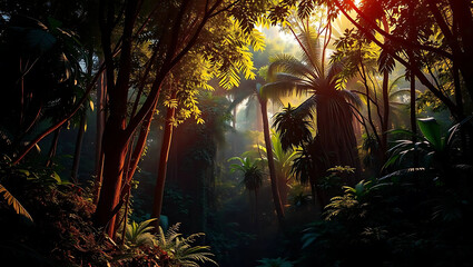 tropical forest at night
